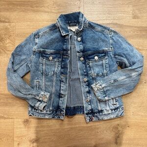 L.O.G.G. Light Wash Denim Jacket with Floral Embroidery